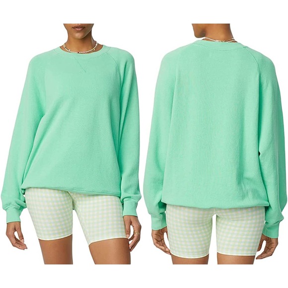 Bandier x Sincerely Jules The Juniper Crew Neck Sweatshirt Soft Lime Size Medium - Picture 2 of 5